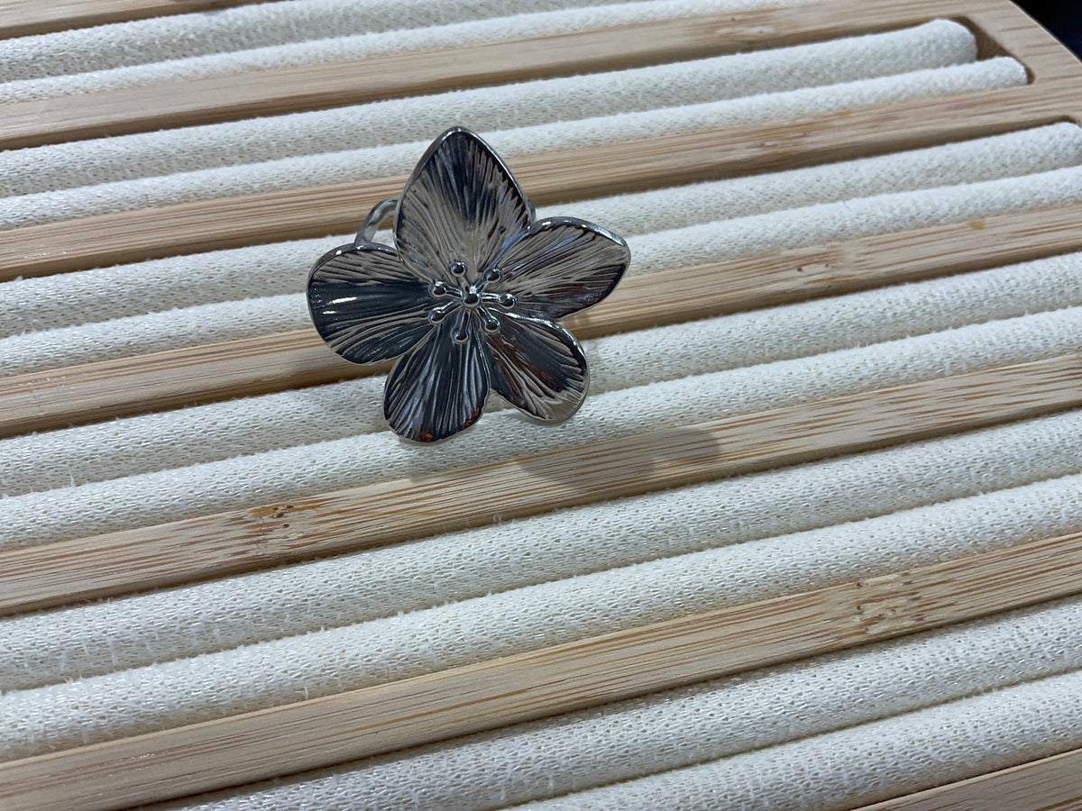 Bague argent fleur