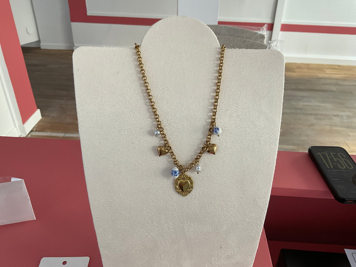 Collier doré charms cœur