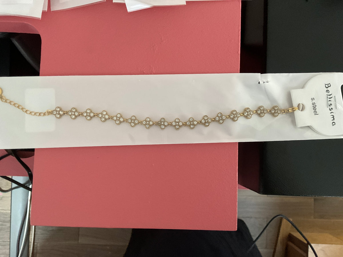 Bracelet doré  paillette blanche (parure)