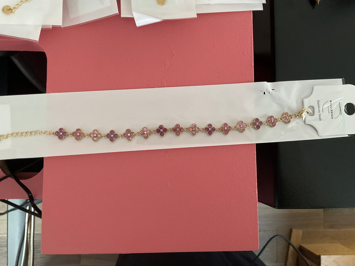 Bracelet paillette rose. (parure)