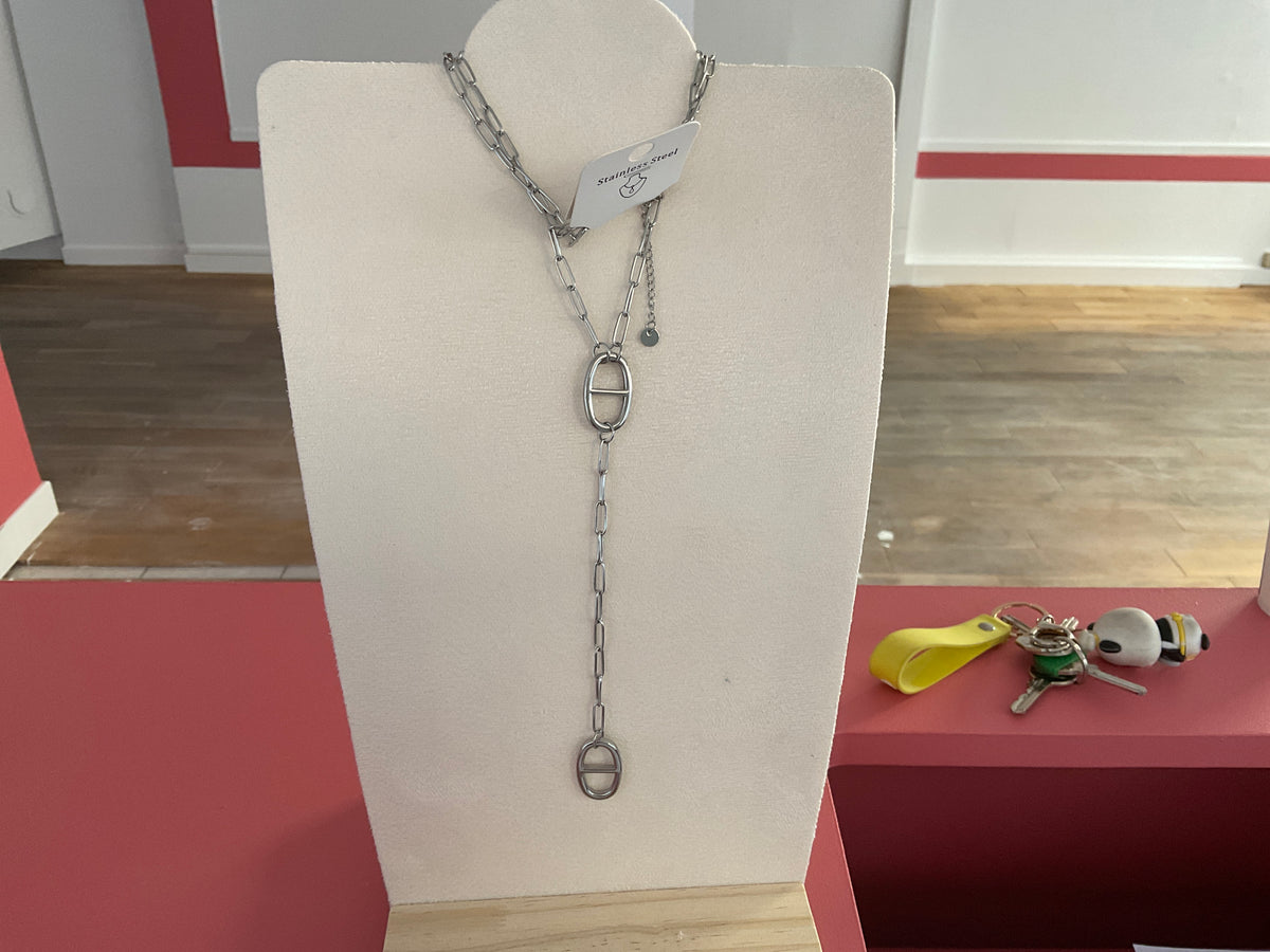 Collier argent Y long