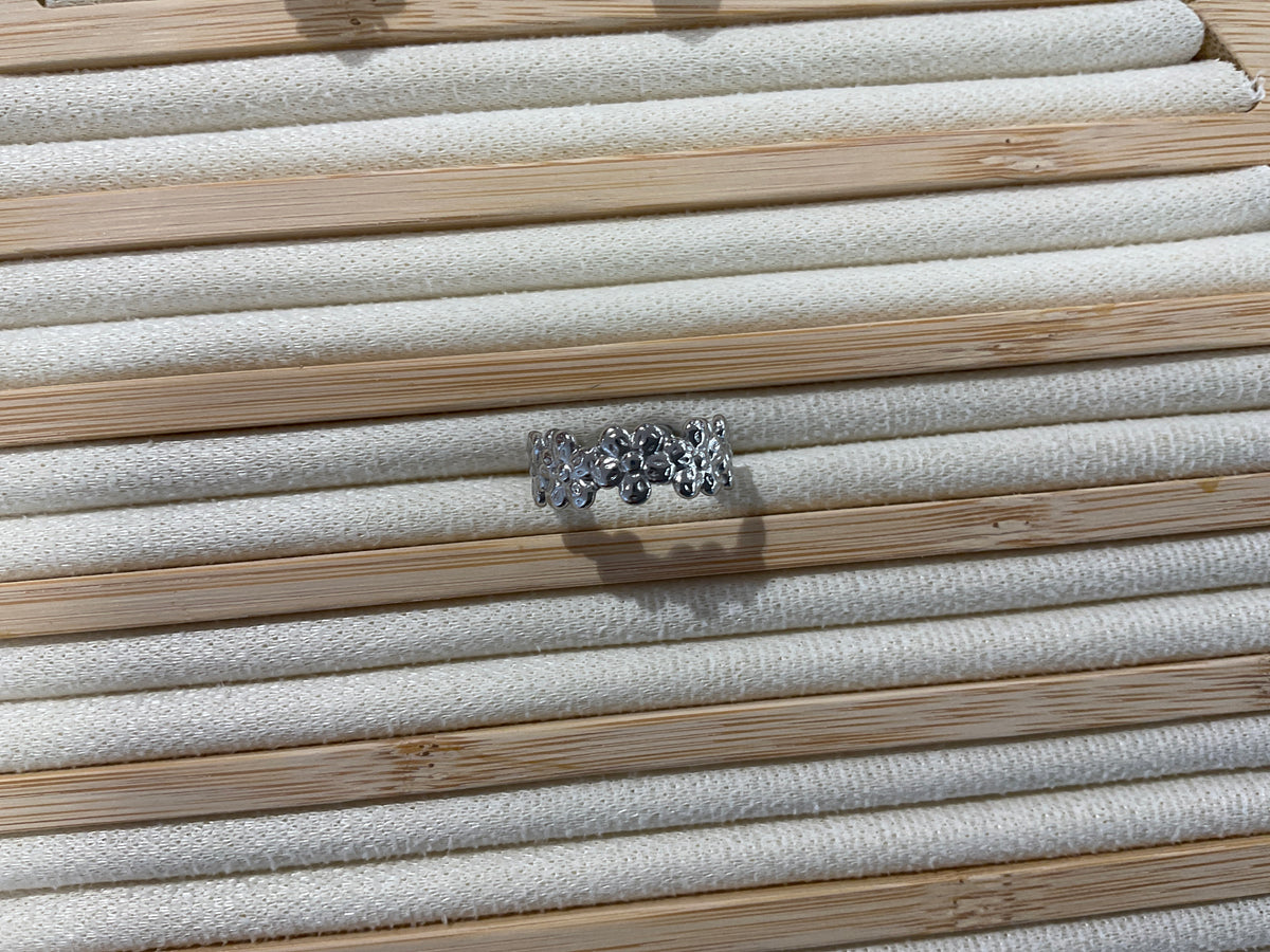 Bague argent fleur coller