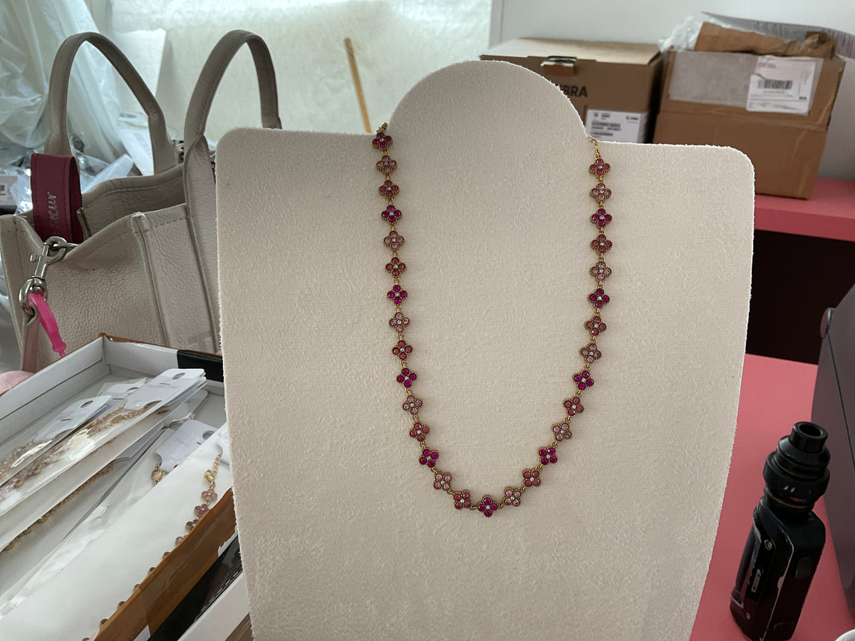Collier paillette rose