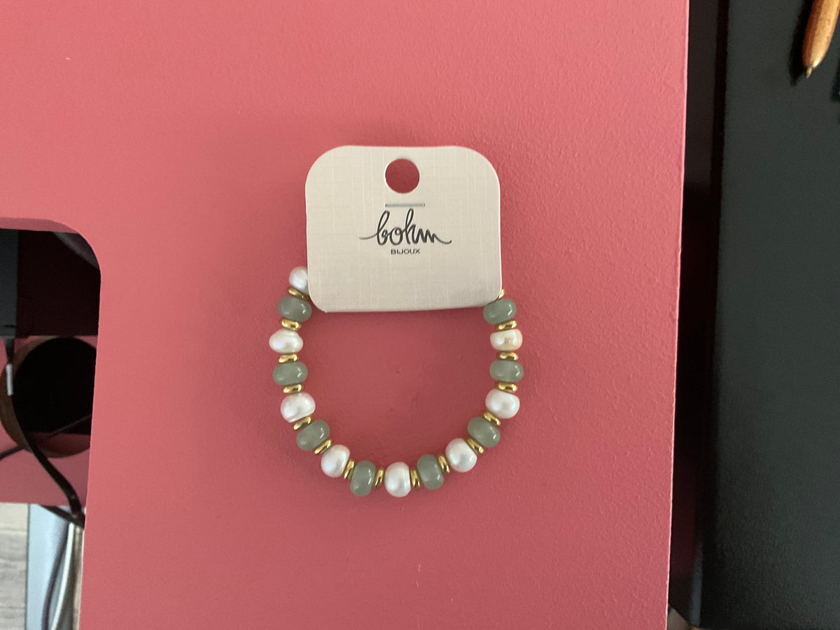 Bracelet perle verte (parure)