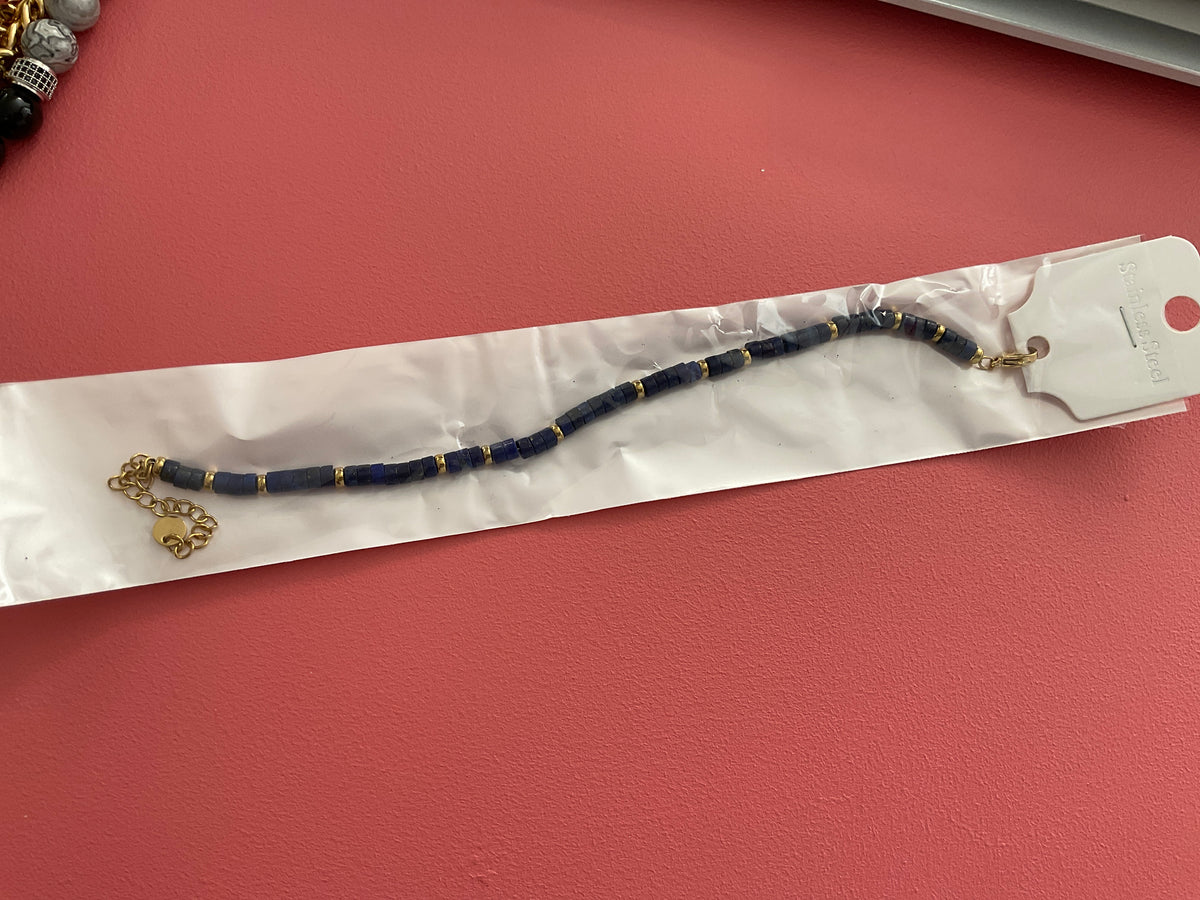 Bracelet homme perles bleu